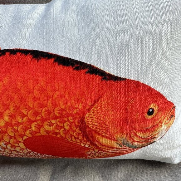 Set Of 2 Red Fish Throw Pillows 19x12 Coastal Nautical Home Decor - Picture 7 of 13